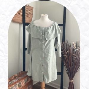 Women's Size US 16/ Plus Size Glamorous Curve Cotton/Linen Green Dress